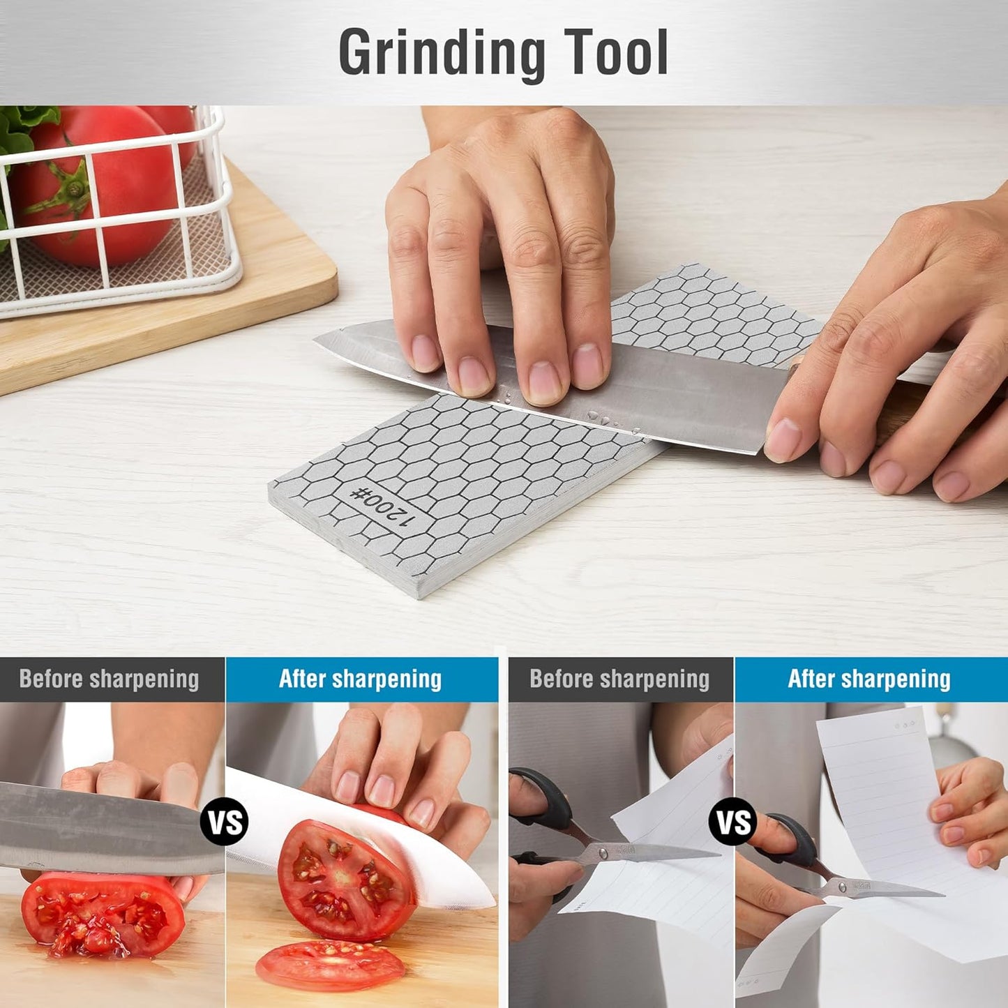 S SATC Diamond Sharpening Stone 2 Side Grit 400/1200 Diamond Plate Honing Stone 8-inch Hone Sharpener White