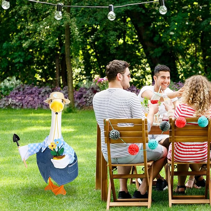 Gardener Goose Outfits Fits 23" Cement Plastic Goose Statue for Outdoor Garden Lawn Yard Patio Decor (Style3)