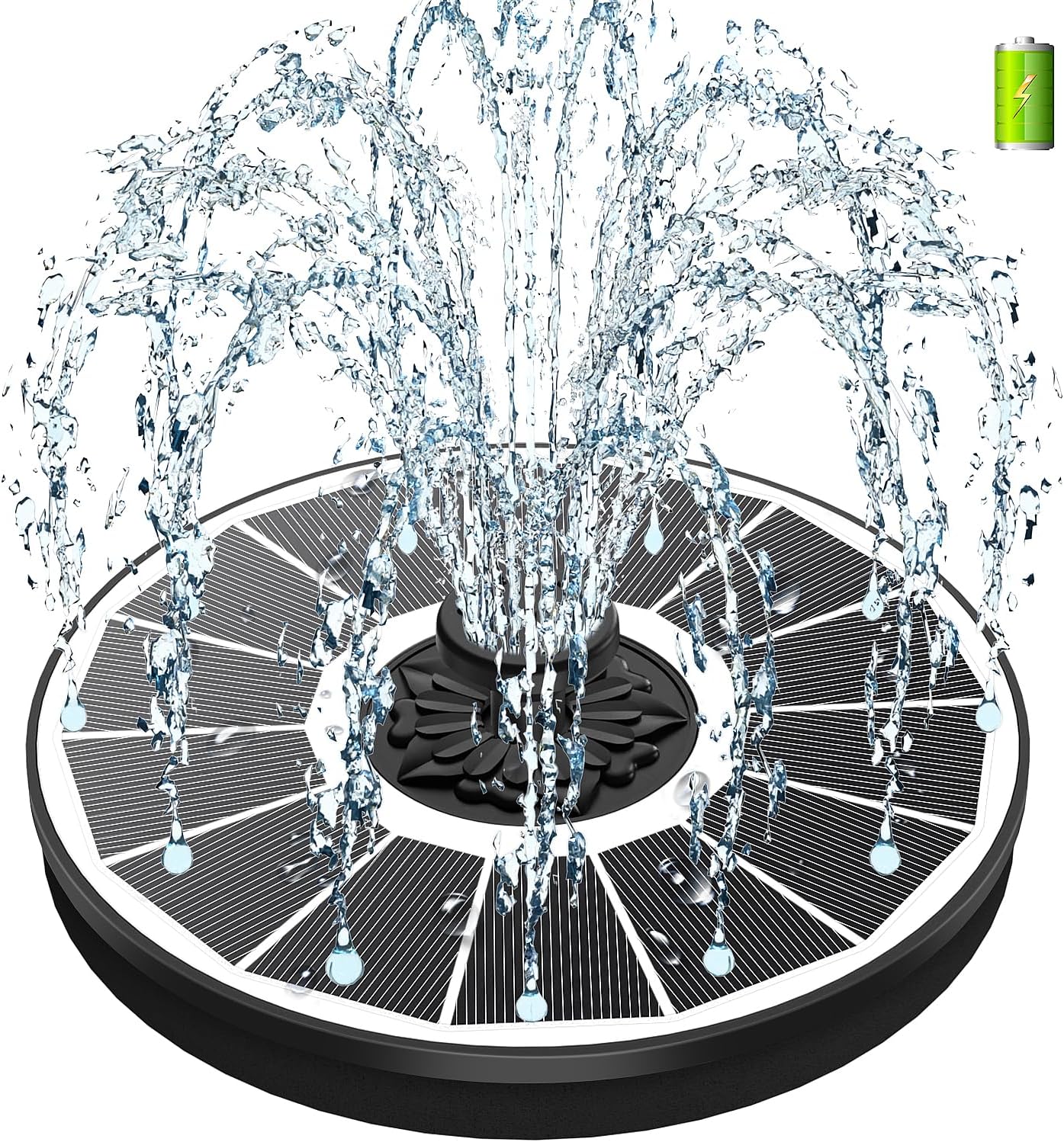 SZMP Solar Fountain, 3.5W Glass Panel, 2000mAh Battery, 4 Fixed Pipes, 7 Nozzles, White Solar Panel, for Garden Décor Bird Bath Swimming Pool