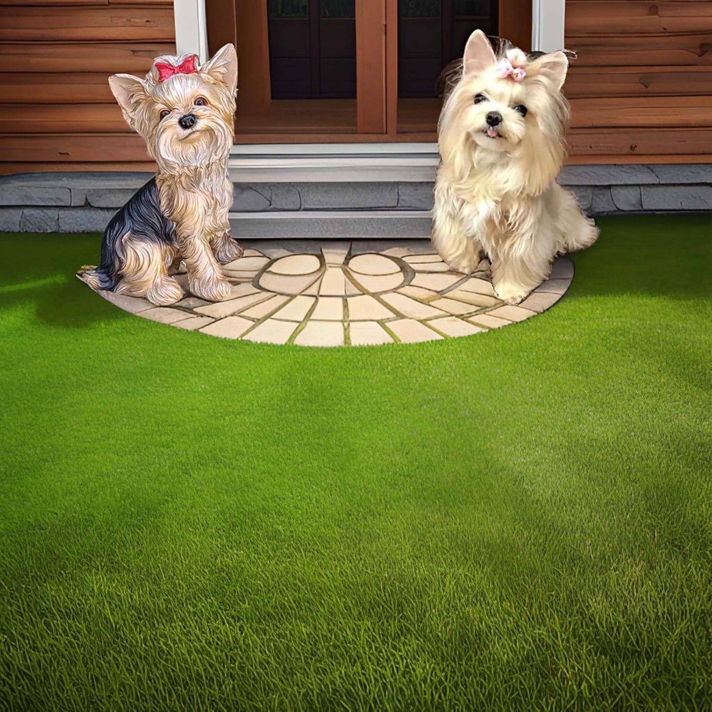 WANLIAN Hand-Painted Yorkshire Terrier Statue - Multicolor Outdoor/Indoor Garden Decor, Realistic Dog Sculpture for Lawn, Home, and Christmas Decoration (12.8 Inch)