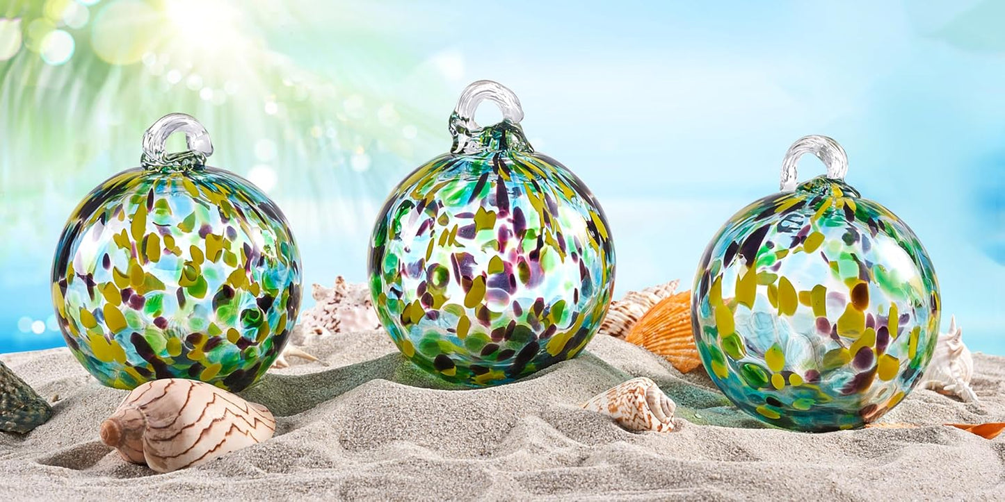 EUSTUMA Hand Blown Glass Witch Ball,Glass Ball Ornament Hanging Garden Gazing Ball Indoor Outdoor Home Décor. (4)