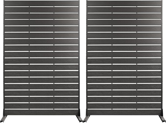 NicBex 2-Pack Outdoor Privacy Screen, 72" H x 47" W Privacy Screen Decorative Fence, Freestanding Fence Panels with Metal Stand, HDPE Indoor Decorative Divider for Pool, Garden, Bathroom, Black