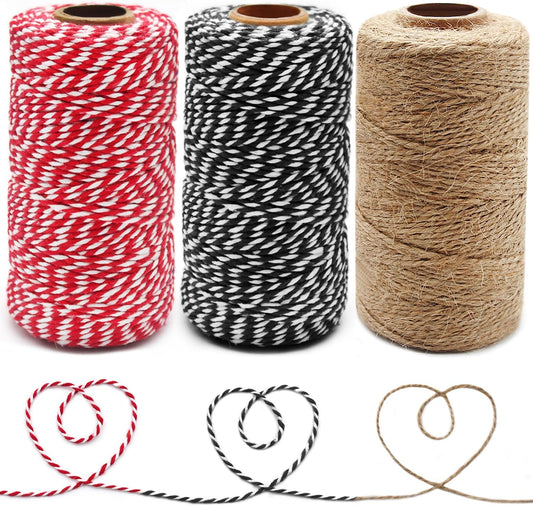 Anvin Cotton Twine - Natural Jute, Bakers & Butchers Twine, 984 Feet (Pack of 3, 10 Ply, 2mm Thick) for Arts, Crafts & Gardening