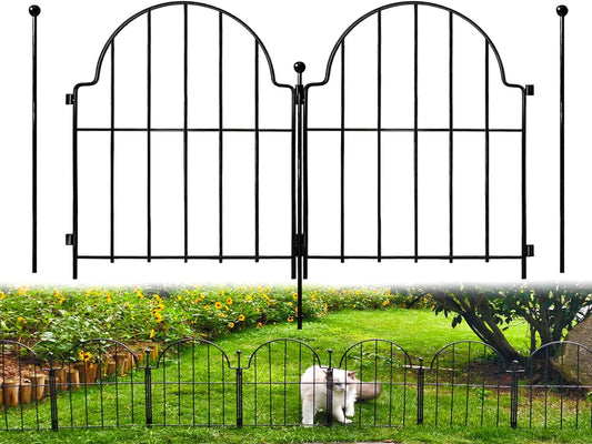 Garden Fence, 22 in(H) x 27.5 ft(L) Arched Rustproof Metal No Dig Fence Garden Fence Border,Ground Stake Animal Barrier Fence for Rabbit Dog, Outdoor Landscape Decor for Yard & Patio,25 Pack