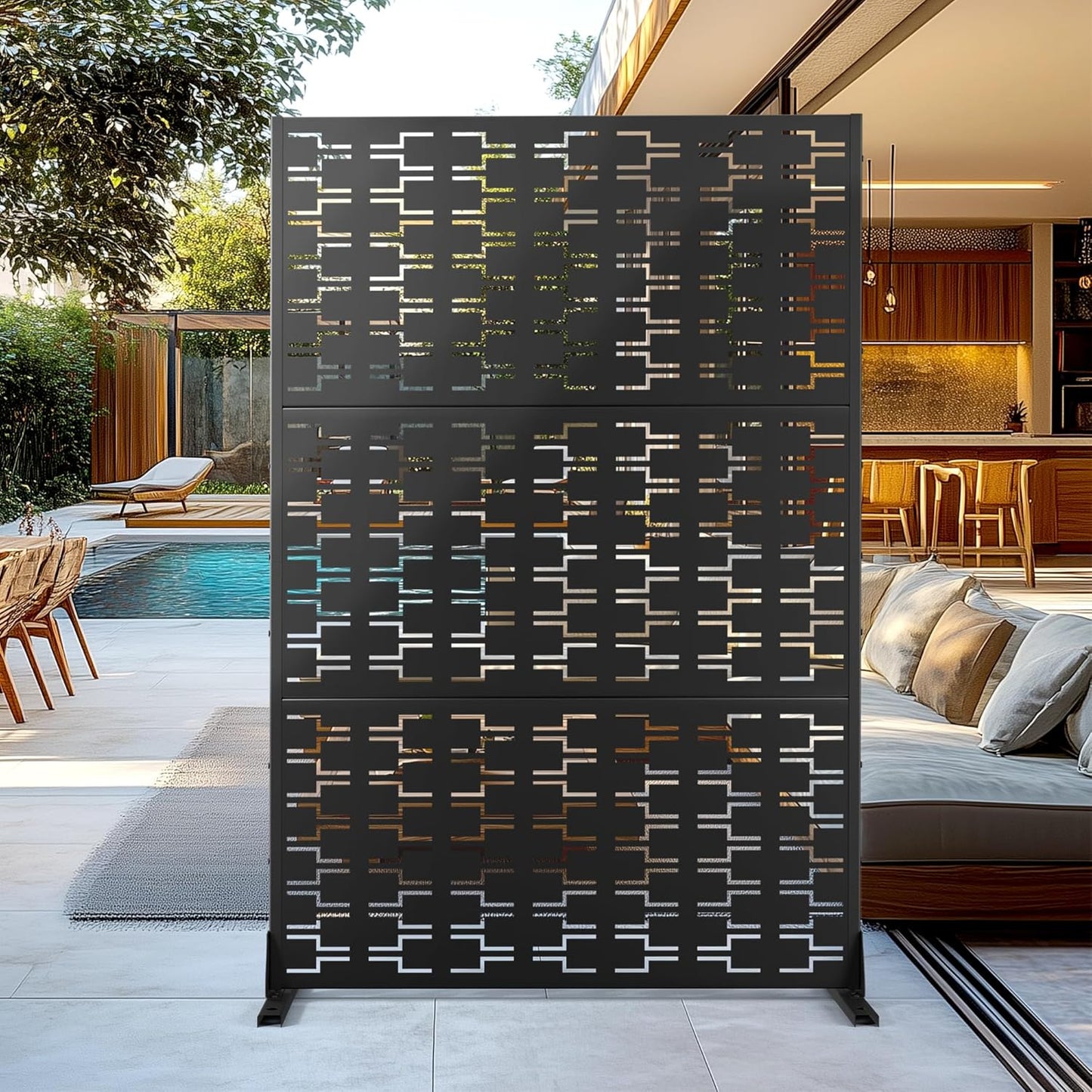 Outdoor Privacy Screen,72" H×47" W Metal Privacy Screen, Freestanding Privacy Fence Panels for Patio