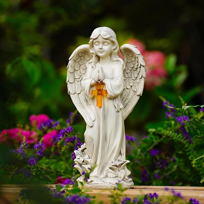 Angel Solar Garden Statues: Cemetery Decorations for Grave Praying Angel Figurines for Outdoor Lawn Yard Patio Decor Memorial Gifts for Women