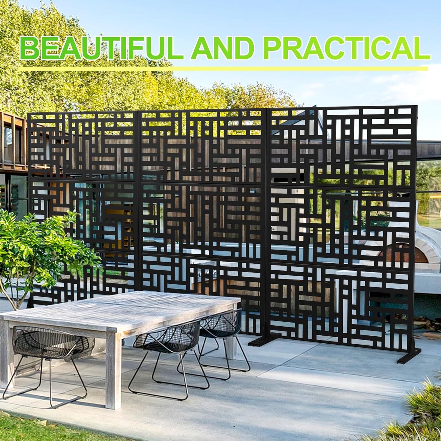 Outdoor Privacy Screen,72" H×47" W Metal Privacy Screen, Freestanding Privacy Fence Panels for Patio