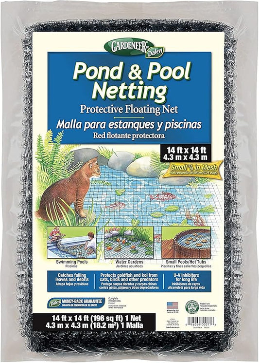 Dalen Pond & Pool Netting – Outdoor Water Garden Cover – Protective Mesh for Fish & Aquatic Life - 3/8" Mesh - (14' x 14')