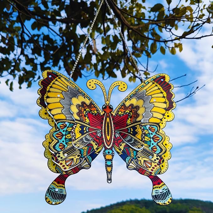 12" Stainless Steel Butterfly Wall Decor for Indoor Outdoor,Giant Butterfly Decorations Metal Wall Art,Hanging Decorations for Garden Yard Porch Patio - Birthday Gift for Mother's Day Christmas