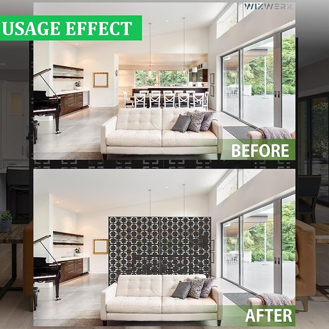 6FT Outdoor Metal Privacy Screen – Decorative Privacy Fence and Room/Garden Divider, Weather-Resistant Freestanding Panel with Stand, Durable Steel for Patio, Garden, Balcony, or Backyard