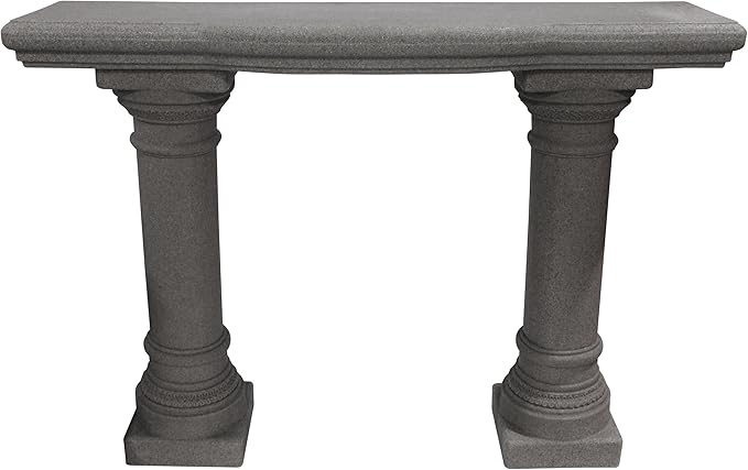 Emsco Group 2316 Lightweight Natural Sandstone Garden Shelf with Columns, 48", Granite