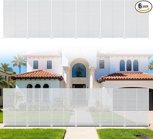 Privacy Screen Outdoor Freestanding Fence Panel, 72" H×47" W HDPE Decorative Screen Panel with Stand & 6 Panel, Air Conditioner Fence, Privacy Panels for Patio, Balcony, Garden, Backyard