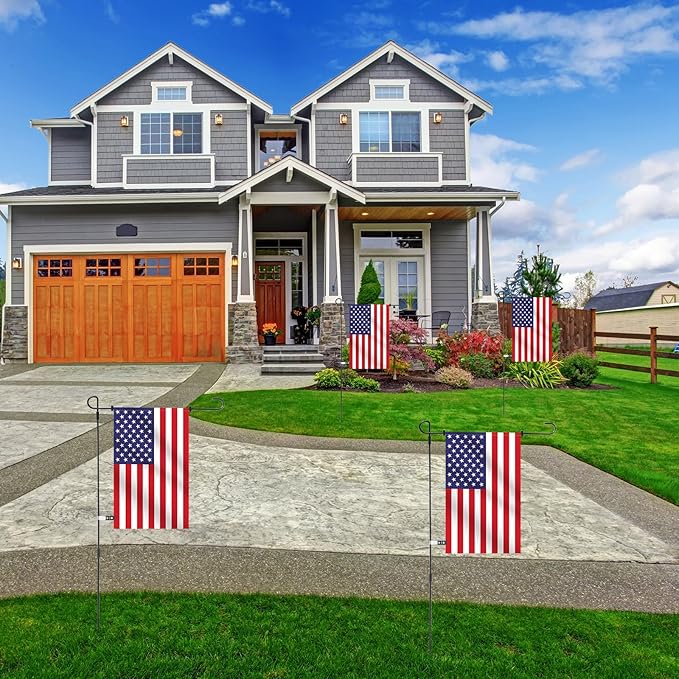 Therwen 12 Pack Garden Flag Stand 36.2 x 16.5 Yard Flag Holder Heavy Duty, with 3 Prong Base, Decorations,with Clip Spring Stoppers for Outdoor Garden Yard Lawn