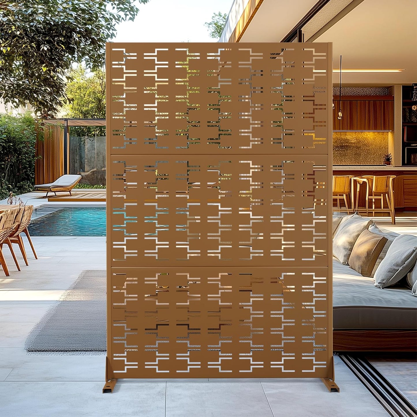 Outdoor Privacy Screen,72" H×47" W Metal Privacy Screen, Freestanding Privacy Fence Panels for Patio