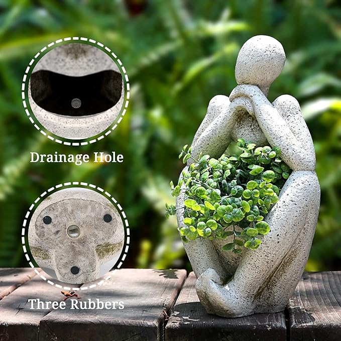 Large Planters for Outdoor Indoor Plants Head Face Planter Pot Unique Succulent Planters Flower Vase with Drainage Hole Thinker