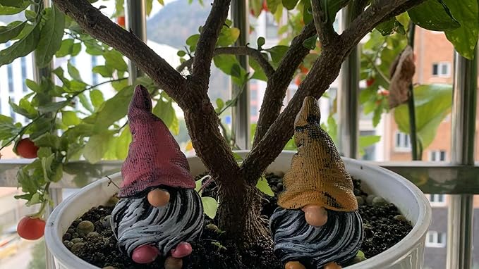 Mini Gnomes Figurines 5pcs,Gnomes Decorations for Home,Fairy Garden Accessories,Mini Garden Gnomes for Plant pots,Resin Little Gnomes for Fairy Garden,Dwarfs Statue for Fairy Garden-Yard-Home Decor