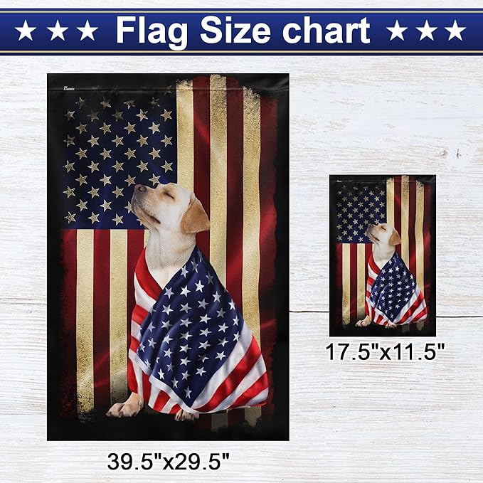 FLAGWIX Yellow Labrador Retriever House Flags, Patriotic Dog Decor American Flag - 4th of July Decorations for Home, Yard Decor, House Flag 30x40 - Double Sided, Heavy Duty Canvas Flag Indoor Outdoor
