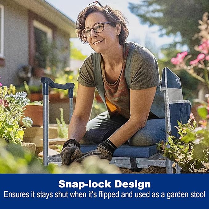 Aimerla K5 Foldable Kneeler Seat - Heavy Duty (Detachable Cloud Kneeler Pad) - Garden Stool - 2 Large Tool Bags - Portable Bench for Indoor & Outdoor