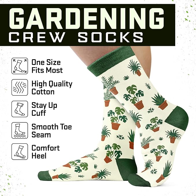 Gardening Gifts for Women - Funny Socks for Plant Lovers, Unique Blue Presents for Christmas Gifts and Birthday