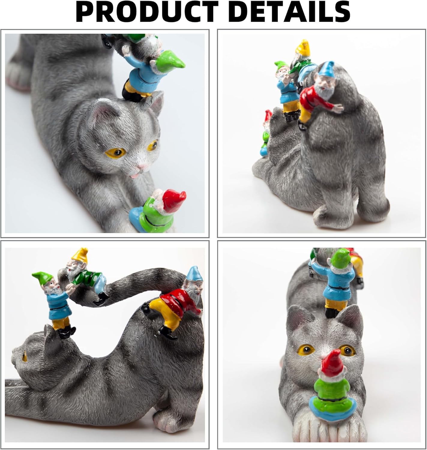 Cat Gnomes Garden Statues,Cat Sculpture Decorations Outdoor Lawn & Yard Figurine,for Women Mother Kids,Cat Lover Gifts,Patio, Balcony, Yard, Lawn Ornament