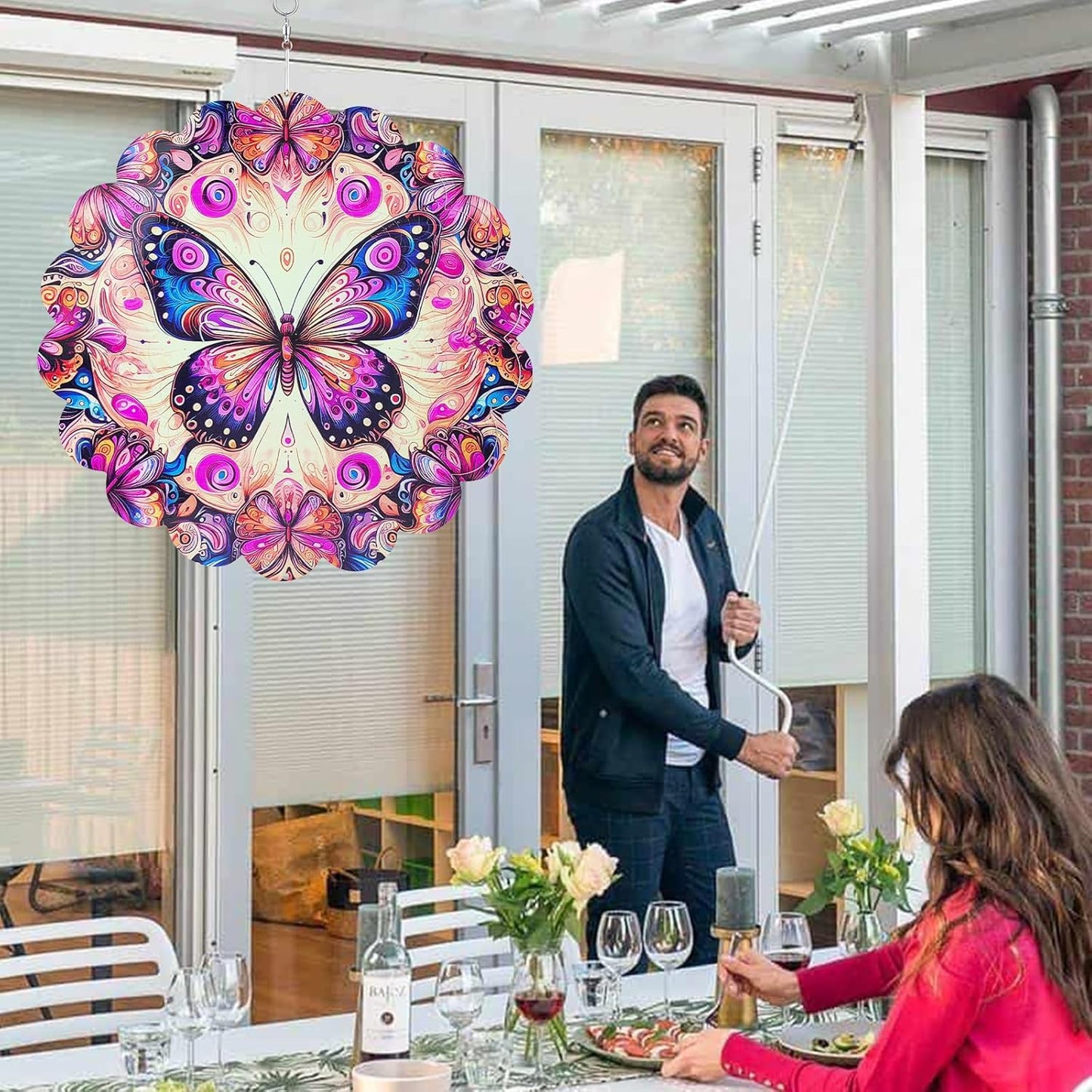 Wind Spinners Outdoor ButterflyArt12 inch 3D Stainless Steel Laser Cut Metal Art Geometric PatternWind Sculpture Hanging for Yard Garden Decorations Wind Sculpture Gifts Outdoor