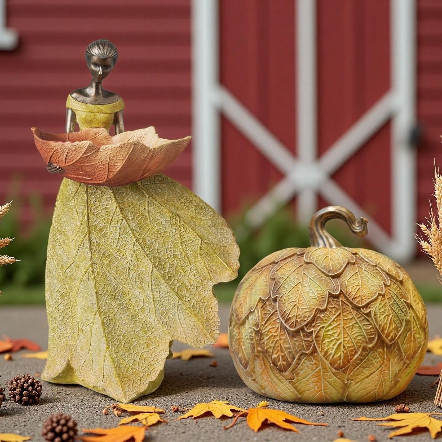 DiliComing Fairy Garden Statue Bird Feeder - 12 Inch Fairy Statue for Home Decoration, Resin Outdoor Statues for Garden Decoration, Best Bird Feeder Gift for Women(Yellow)