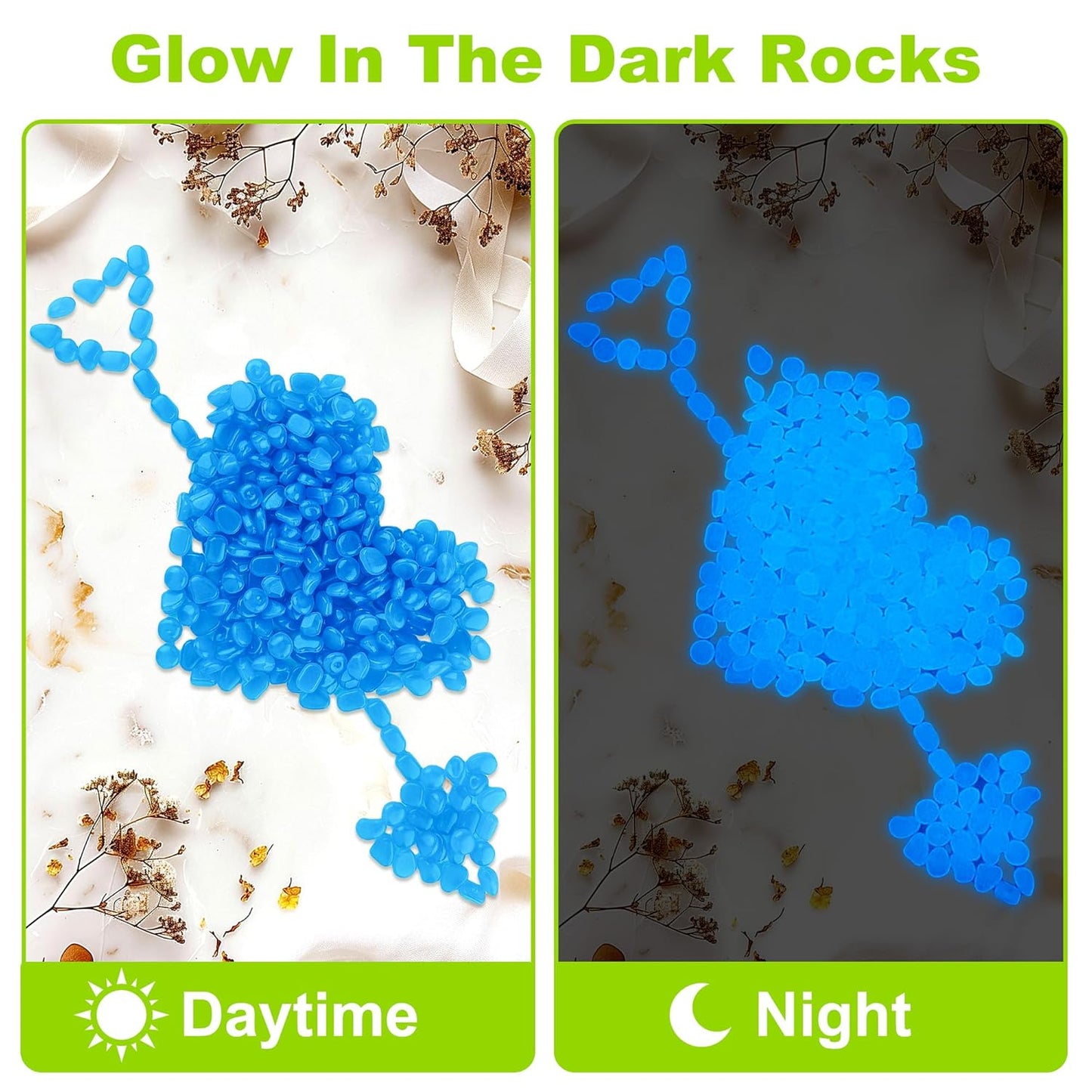 6000pcs 5-8mm Bule Luminous Stones Glow in The Dark Garden Pebbles Stones Glow in The Dark Rocks Outdoor Glow Pebbles Aquarium Rocks for Garden Path Walkway Yard Fish Tank Plant Pots