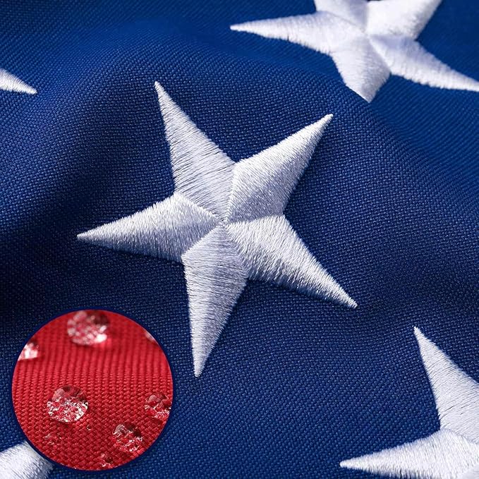 American Flag 8x12 Ft Deluxe Water Resistant Series Made From Heavy Duty Super Tough Spun Polyester/Embroidered Stars/Sewn Stripes/Brass Grommets,US Flags Perfect for Outside