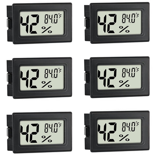 Mini Hygrometer Indoor Humidity Meter Hygrometer Thermometers 6 Pack Humidity Meters Gauge Hygrometer Mini Digital Thermometer Hygrometer with Fahrenheit (℉) for Humidors, Greenhouse, Garden, Cellar