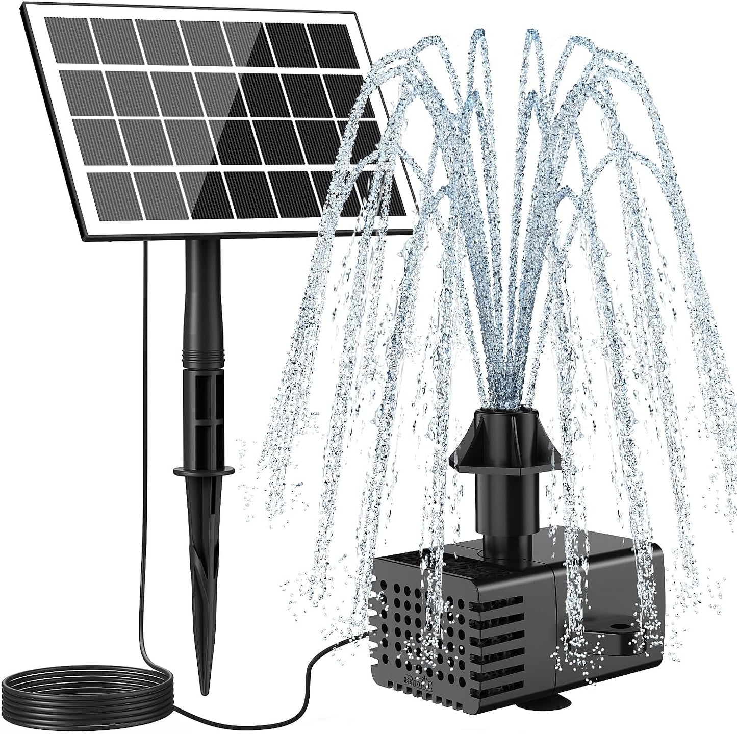 Solar Fountain Kit Glass-No Battery, DIY 3.5W Solar Fountain Pump Works in Shadow, Solar Water Pump for Bird Bath, Water Feature,Garden, Outdoor-8 Nozzles,9.8ft Power Cord