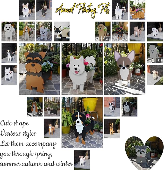 Great Pyrenees Dog Planter Plant Pots,Cute Garden Dog Flower Planter,Dog Planters Birthday Gifts for Women,Office,Indoor/Outdoor Decor（9.45 * 6.97 * 12.2in）