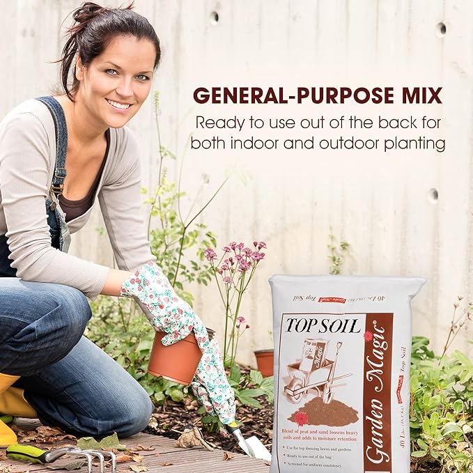 Michigan Peat 40 Pound Bag Garden Magic Organic Planting Potting Top Soil Blend Mix for Indoor and Outdoor Gardening and Landscapes, White, 60 Pack