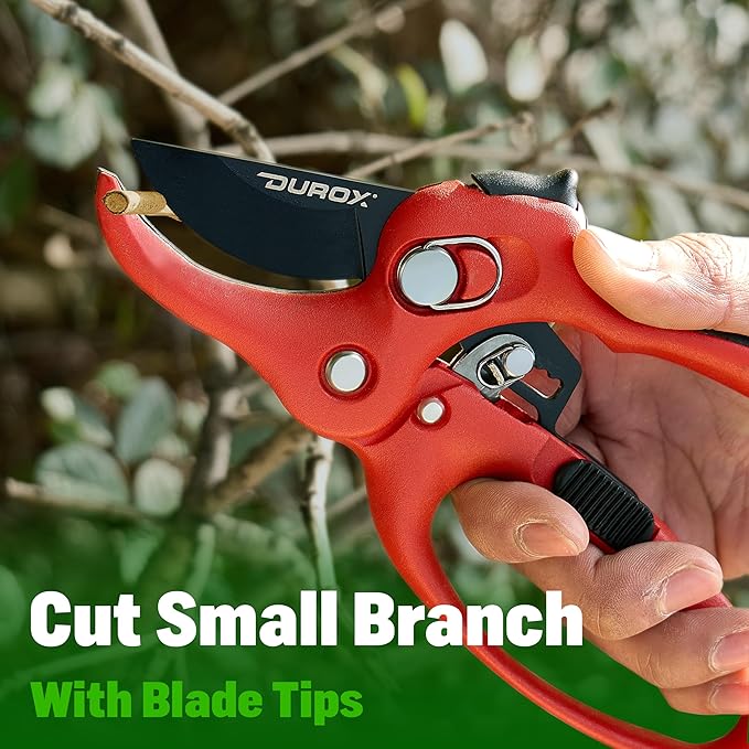 DUROX - Ratchet Pruning Shears, Garden Shears with 3x Cutting Power. Effort-Saving Heavy-Duty Anvil Pruners. Replaceable Blade Cutting Blade Design. Ideal Secateurs for Precise Trimming, Model DGR-01