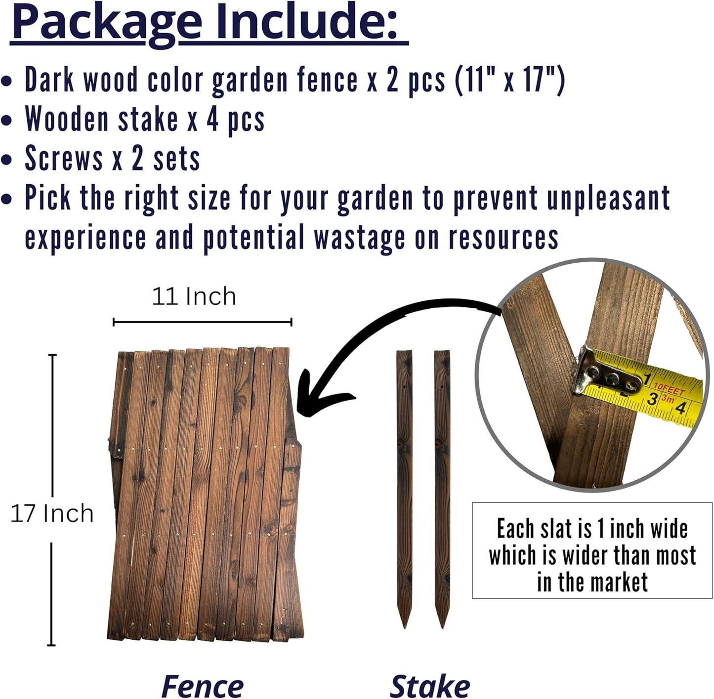 ShopLaLa Garden Fence- 2 Pack, Total 12ft (L) Wooden Lattice Flower Edging for Yard Lawn Landscape Patio Outdoor Decor, Expandable Plant Garden Trellis, Animal Barrier Fence No Dig Panel for Small Dog