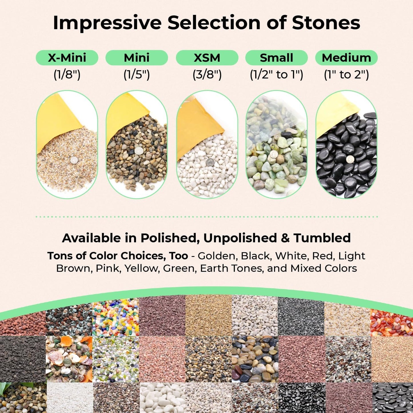 White Rocks for Plants & Garden. Decorative Polished Pebbles. 3/8 Inch 2lbs for Succulents, Vases & Pots (XSM (0.375 Inch), White - Lightly Polished, 2)