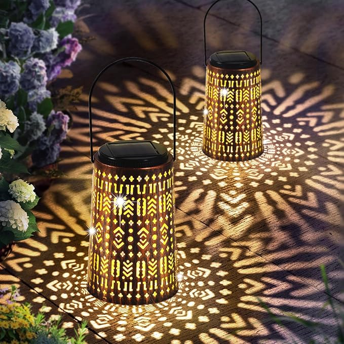 Solar Lanterns Outdoor Waterproof, Hanging Solar Lantern Garden Decor, Decorative Lights for Yard, Patio, Lawn, Porch, Unique Housewarming Gifts (Shabby Chic)