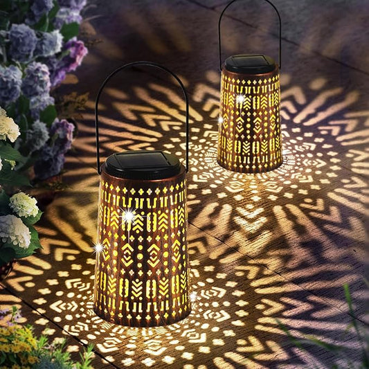 Solar Lanterns Outdoor Waterproof, Hanging Solar Lantern Garden Decor, Decorative Lights for Yard, Patio, Lawn, Porch, Unique Housewarming Gifts (Shabby Chic)