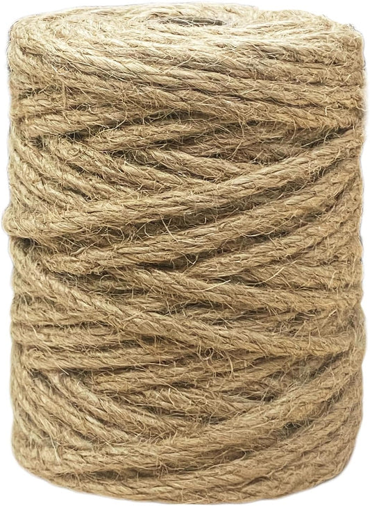 Vanhench Jute Rope 5MM (1/5 inch) 100 ft 6Ply Twisted Heavy Duty and Thick Twine Rope Bulk for Crafts Projects Cat Scratcher Post Tree Gift Wrapping Arts & Crafts Home Decoration Packing Christmas