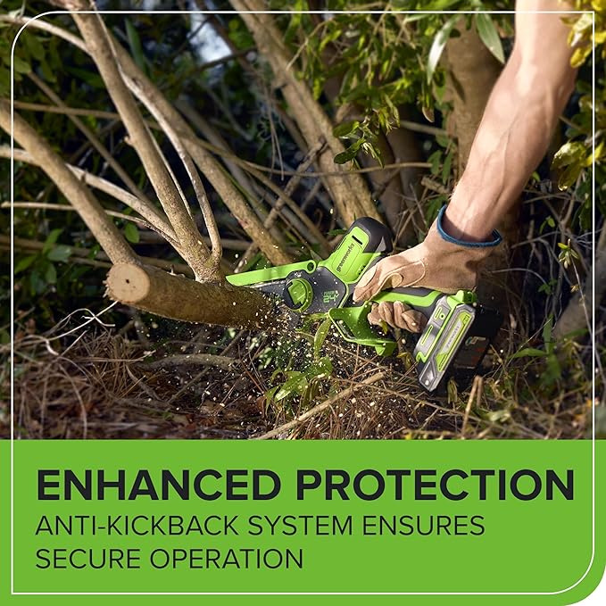 Greenworks 24V 6in BL Pruning Saw w/Auto Oiler, (1) 2.0Ah Battery & 2A Adapter Charger
