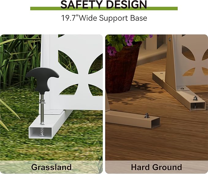 Heavy-Duty Outdoor Privacy Screen for Patio, Balcony, Backyard - 72" H * 44" W Metal Room Divider with Classic Clover Pattern, Anti-Tipping Kit, Weather Resistant, Easy Assembly (White-SYC)