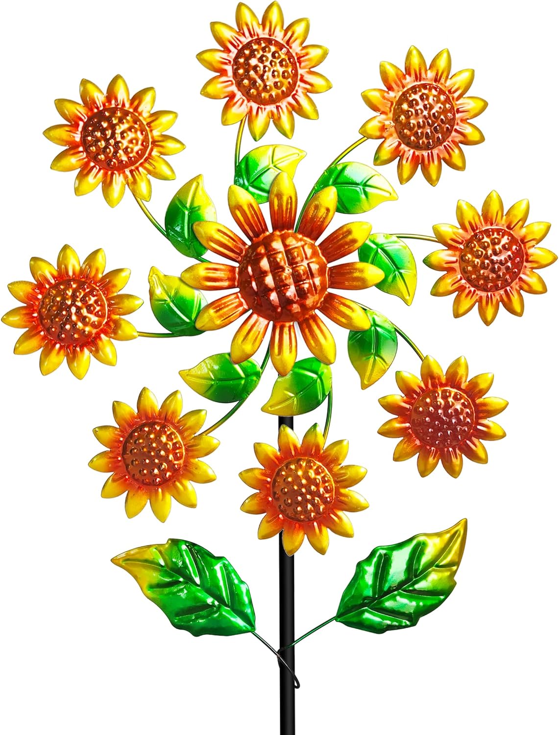 Outdoor Wind Spinner, 37" Metal Sunflower Wind Spinner with Stake, 360° Rotating Windmill Yard Art, Sunflower Outdoor Decor for Home Lawn Backyard Patio Decor, Gifts for Garden Lovers