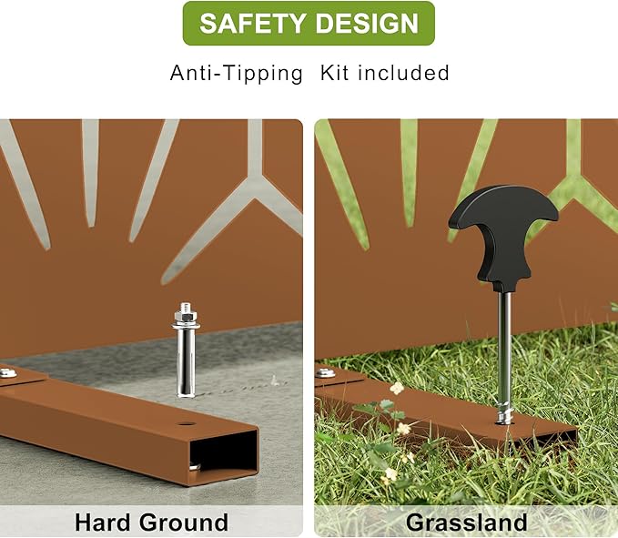 Heavy-Duty Outdoor Privacy Screen for Patio, Balcony, Backyard - 72" H * 44" W Metal Room Divider with Classic Clover Pattern, Anti-Tipping Kit, Weather Resistant, Easy Assembly (Raw Umber-SJX)