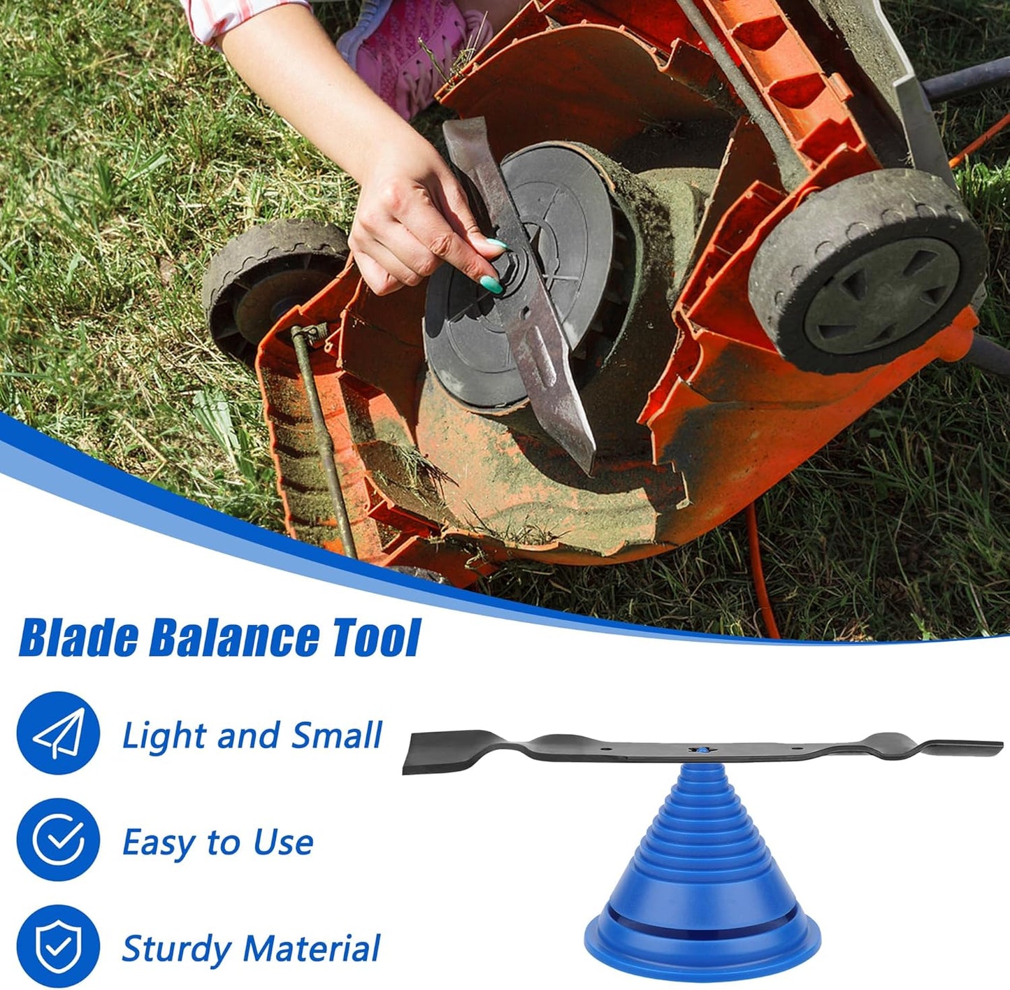 4+1PCS Lawn Mower Blade Sharpener, Universal Lawnmower Blade Sharpener Mower Sharpening Stone with 1PCS Balance Tool for Hand Drill/Power Drill