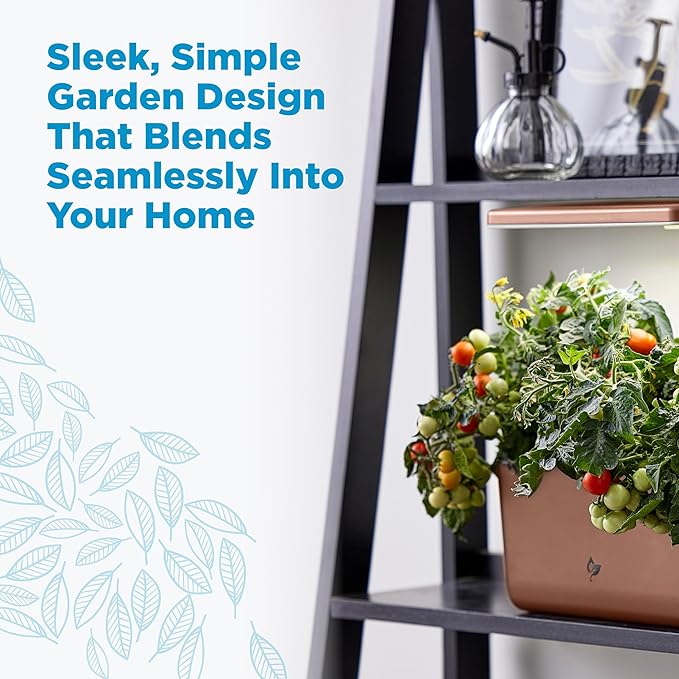 AeroGarden Harvest Lite in Mocha, Soil-Free Indoor Hydroponic Garden with LED Grow Light for Year-Round Gardening of up to 6 Herbs and Vegetables