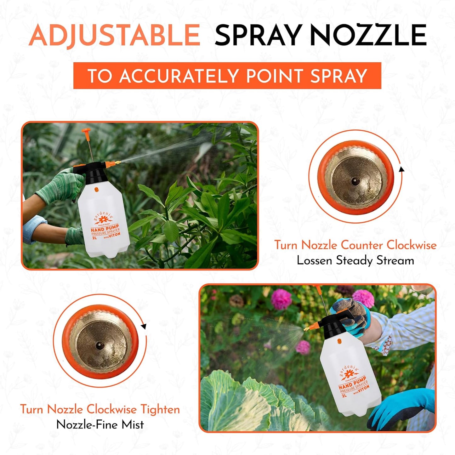 Handheld Pumping Sprayer Viton Seals Sprayers in Lawn and Garden, Spray Bottles for Cleaning Chemical Sprayer Continuous Spray Bottle for Plants 2L Plus (0.53 Gallon/68oz)