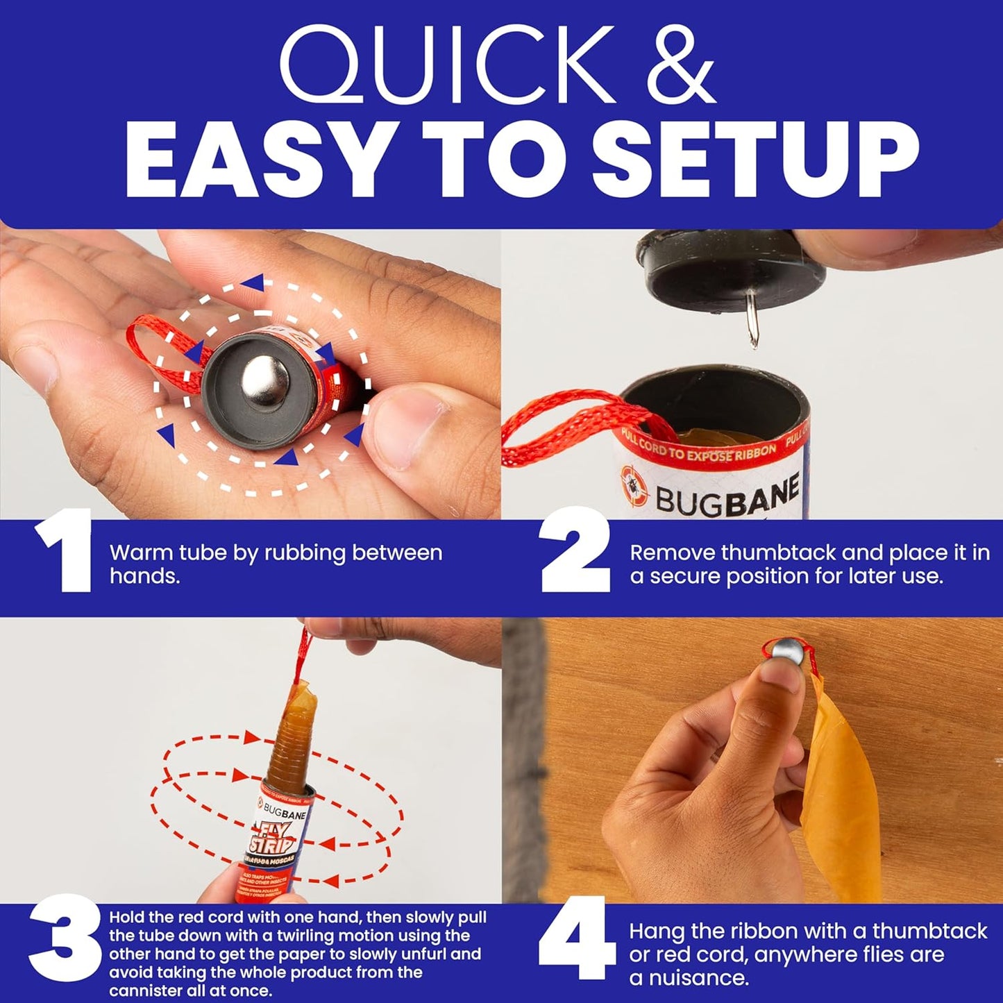 Fly Strips Indoor Sticky Hanging 24pk with Pins. Non Toxic Outdoor Fly Trap Indoor for Home. Flies Tape Paper Trap Ribbon Roll for House Gnat Fruit and Housefly. Bug Catchers for Inside Home Flypaper