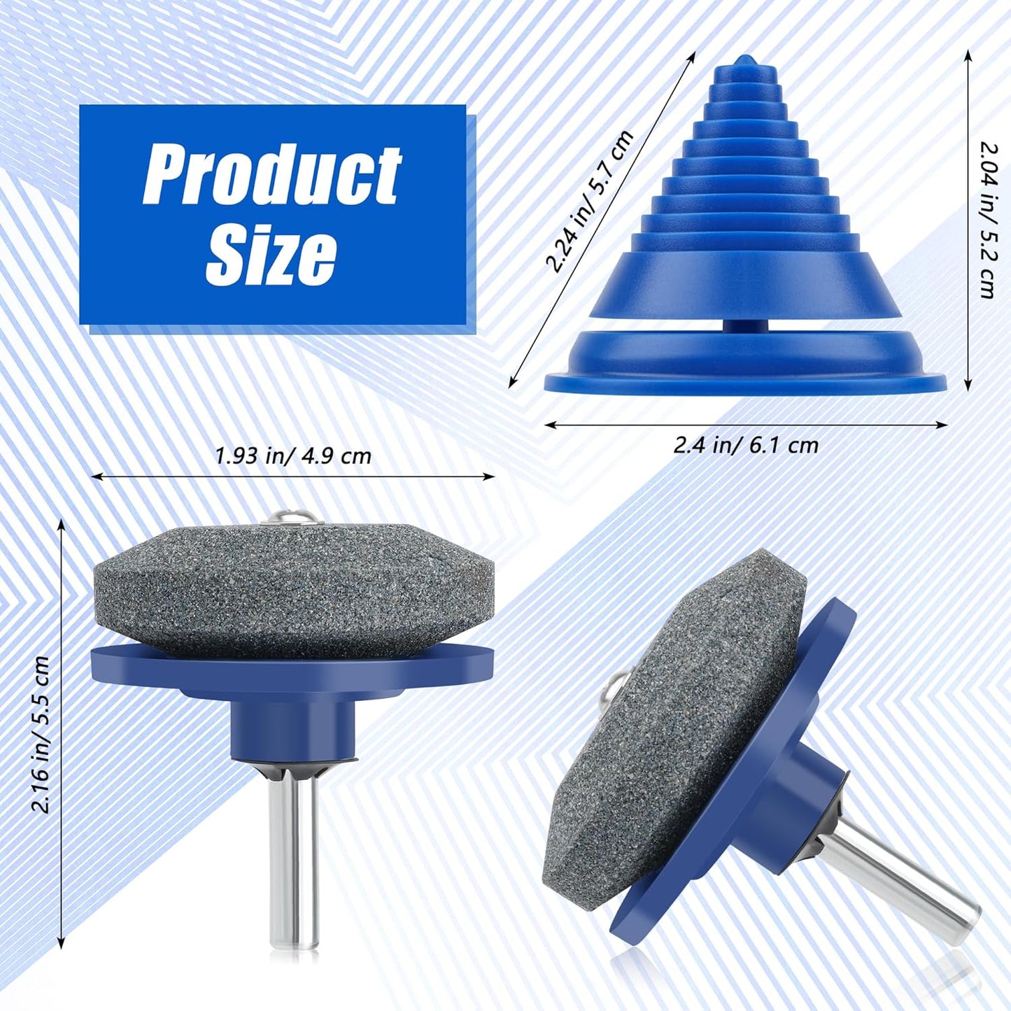 4+1PCS Lawn Mower Blade Sharpener, Universal Lawnmower Blade Sharpener Mower Sharpening Stone with 1PCS Balance Tool for Hand Drill/Power Drill