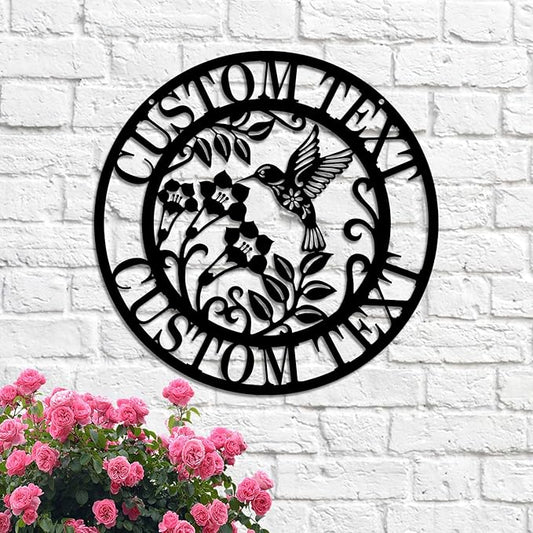 Personalized Garden Signs Hummingbird - Custom Metal Garden Sign, Outdoor Garden Signs Personalized with Name, Florals Garden Sign, Mother Day Grandma Sister Gifts