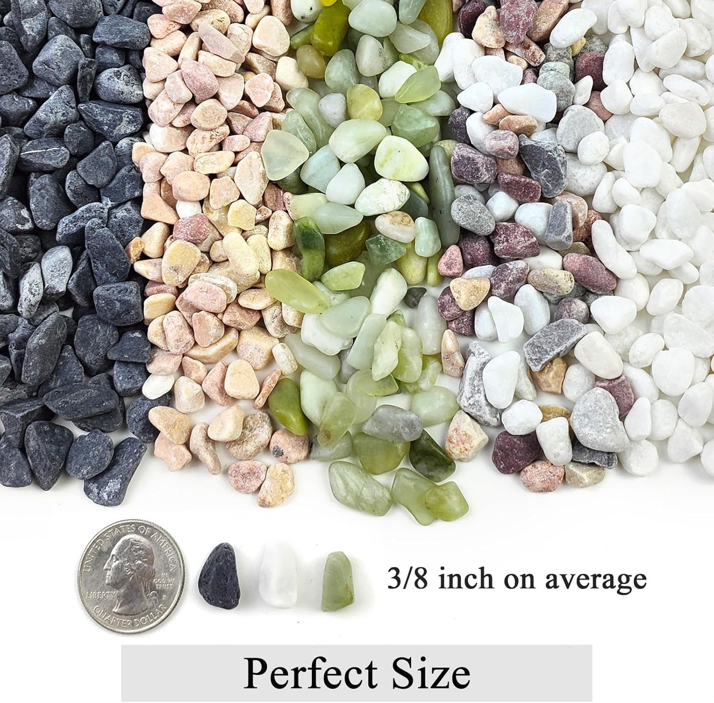 2 lbs Natural Mixed Color Pea Gravel Pebbles, 3/8 inch Decorative Rocks for Succulents, Pebbles for Indoor Plants, Vases, Aquarium Gravel, Top Dressing, Outdoor Decorative Stones