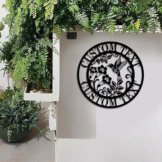 Personalized Garden Signs Hummingbird - Custom Metal Garden Sign, Outdoor Garden Signs Personalized with Name, Florals Garden Sign, Mother Day Grandma Sister Gifts